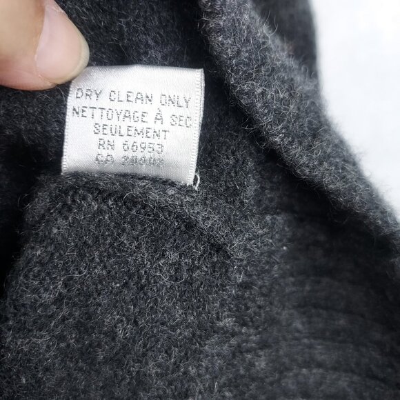 Leslie Fay Cashmere Sweater M Tunic Ruffle Hem Short Sleeve Dark Grey Mini Dress - Picture 10 of 10